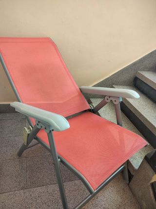 Silla de playa, alta,plegable,reclinable, naranja