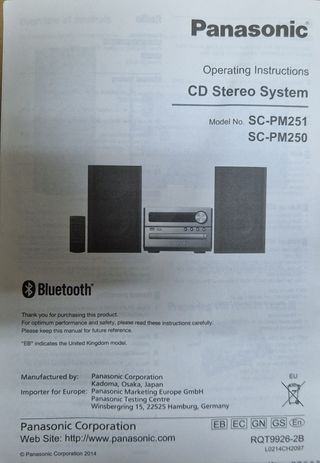 Panasonic SA-PM251 Sistema de Audio