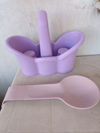 Portabicchieri e poggia mestolo viola