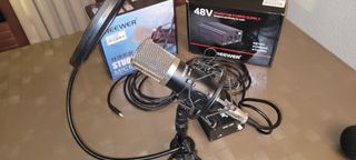 Micrófono Neewer + Amplificador Phantom 48V