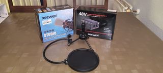 Micrófono Neewer + Amplificador Phantom 48V