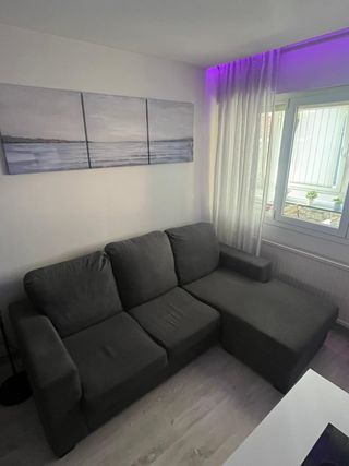 Sofá chaise longue gris 3 plazas