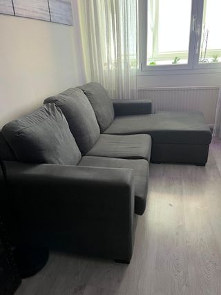 Sofá chaise longue gris 3 plazas