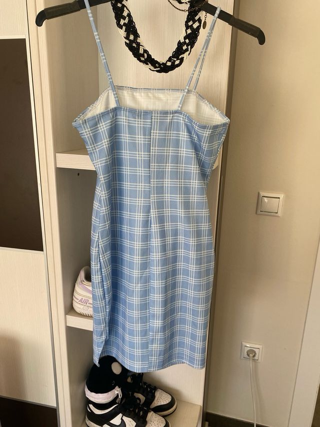 Vestido de cuadros azul talla S
