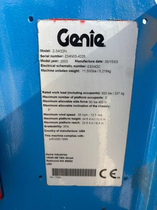 Plataforma Elevadora Genie Z34/22N Eléctrica