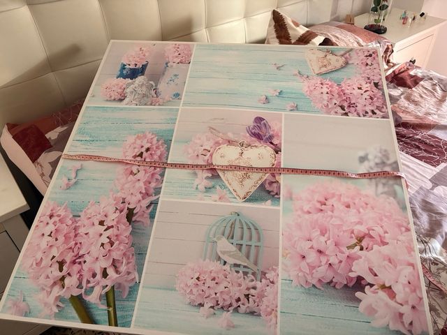 Cuadro Decorativo Flores Rosas y Corazones