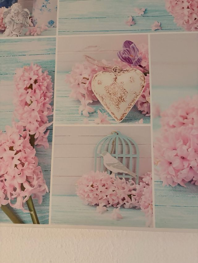 Cuadro Decorativo Flores Rosas y Corazones