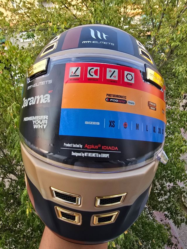 Casco MT Jarama Retro Negro y Dorado TALLA S