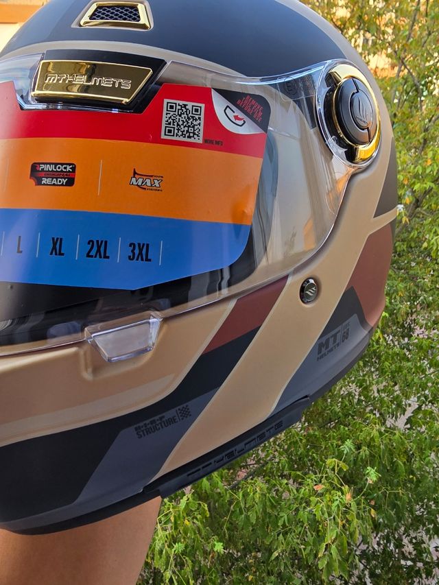 Casco MT Jarama Retro Negro y Dorado TALLA S