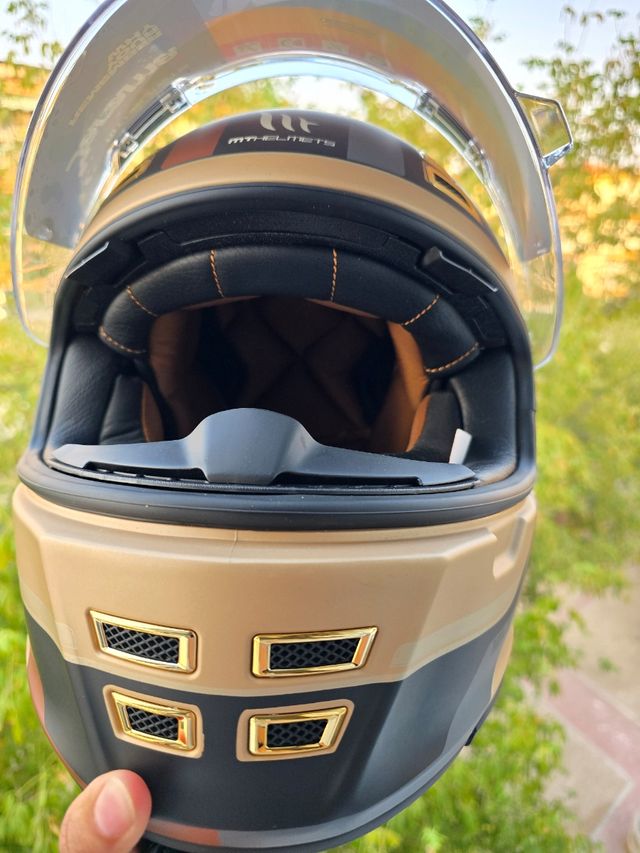 Casco MT Jarama Retro Negro y Dorado TALLA S