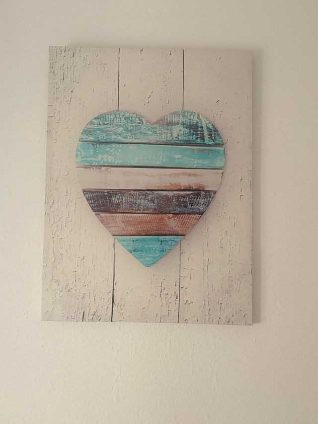 Cuadro Corazón  Gris y Turquesa