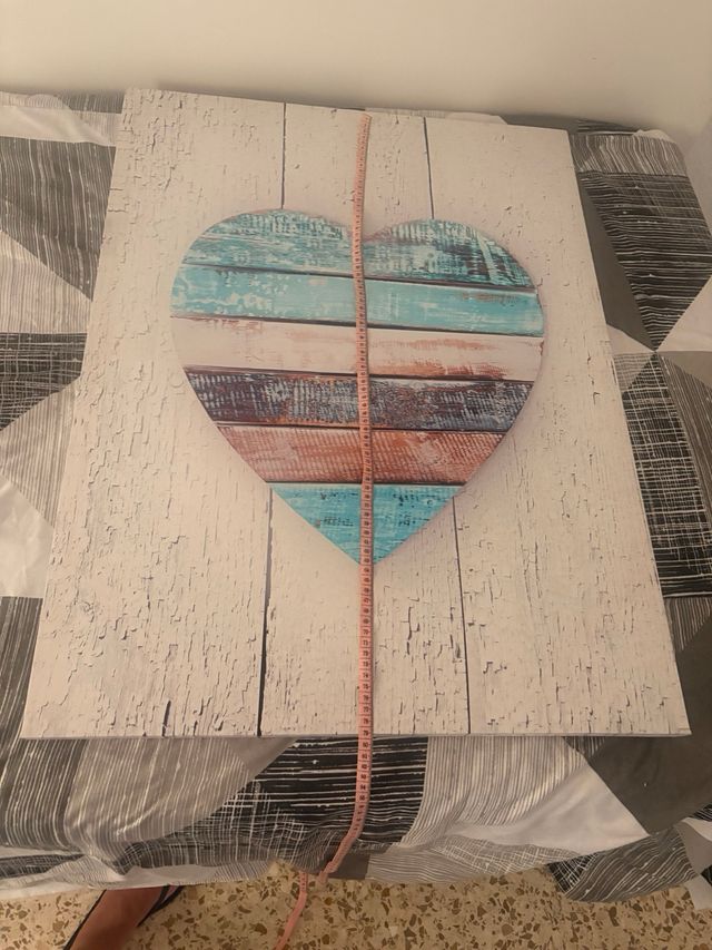 Cuadro Corazón  Gris y Turquesa