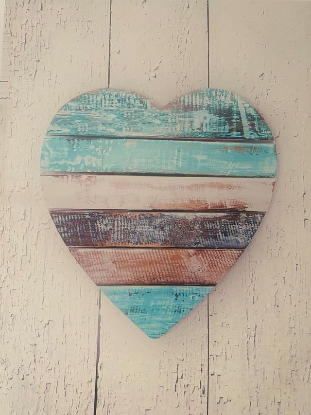 Cuadro Corazón  Gris y Turquesa