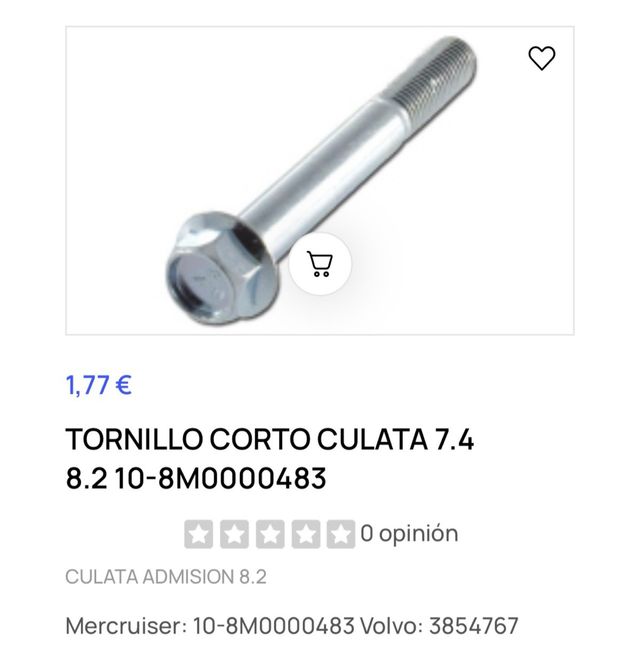 Kit reparación motor V8 7.4 Mercruiser, Volvopenta