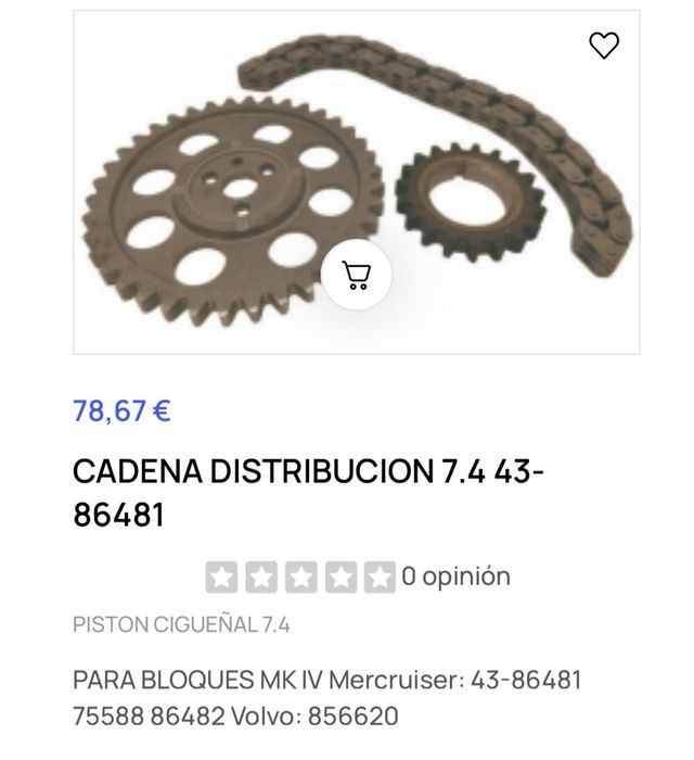 Kit reparación motor V8 7.4 Mercruiser, Volvopenta