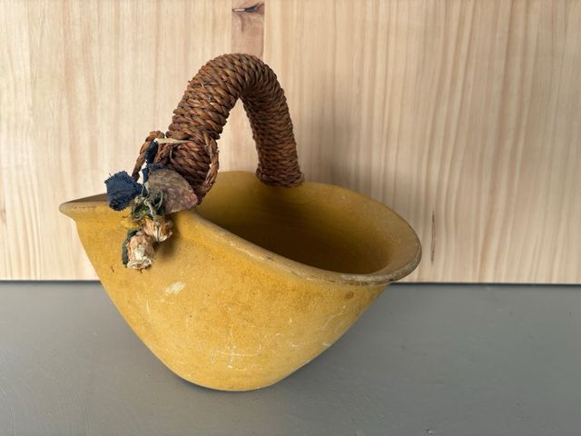 Cesta Decorativa Cerámica Amarilla