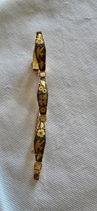 Pulsera Damasquinada Negra y Dorada