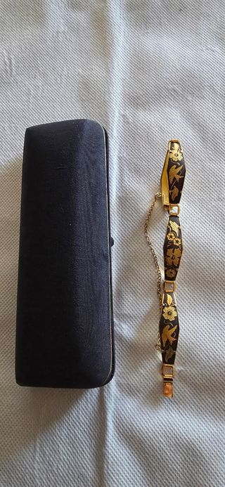 Pulsera Damasquinada Negra y Dorada