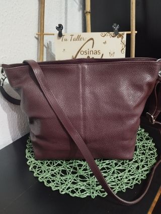 Bolso bandolera piel Granate Genuine leather 