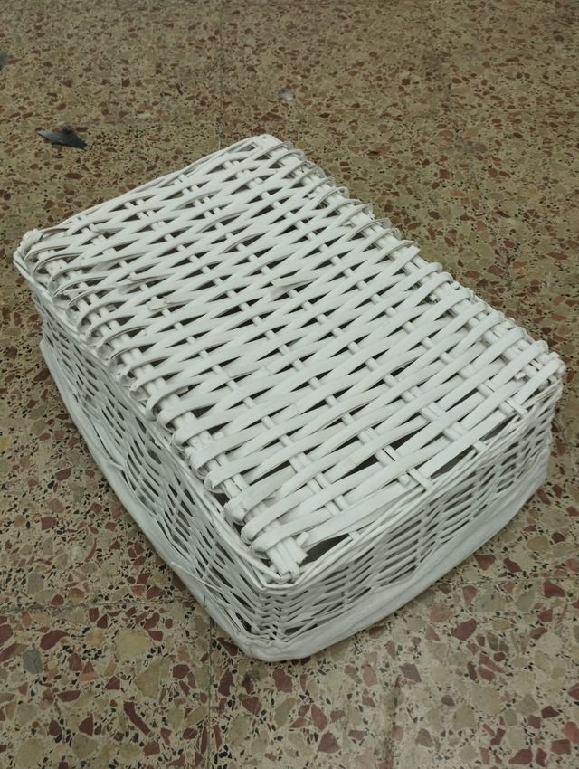Cesta Mimbre Rectangular Blanca 49x32x12 cm
