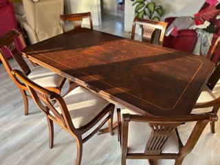 Mesa comedor extensible + 6 sillas madera