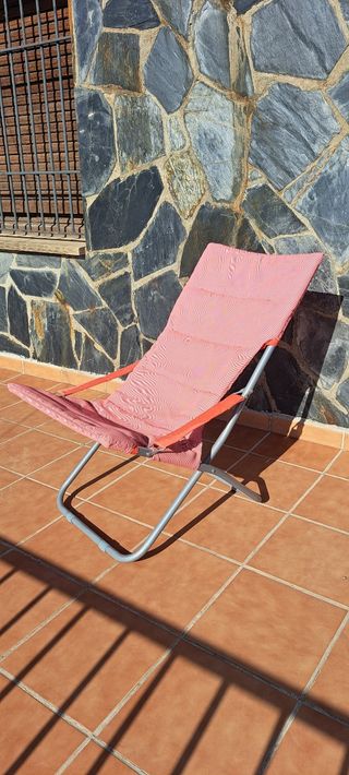 Silla Plegable Roja y Plateada