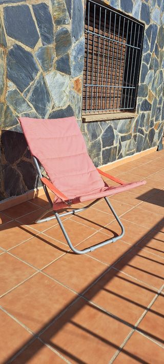 Silla Plegable Roja y Plateada