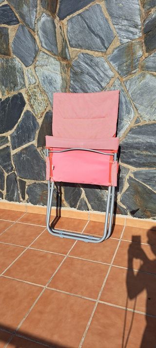 Silla Plegable Roja y Plateada