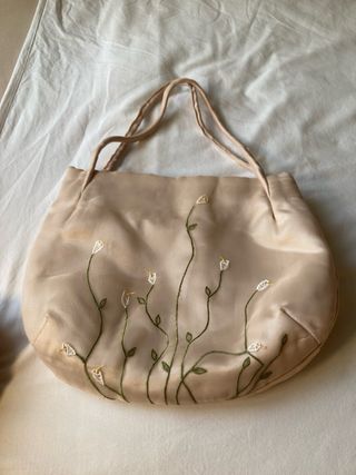 Bolso Zara Flores Beige