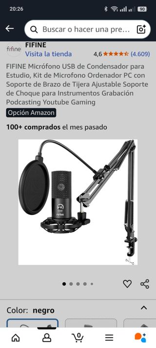 Micrófono USB FIFINE Negro