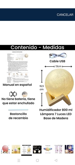Difusor de fragancias Luna con control remoto