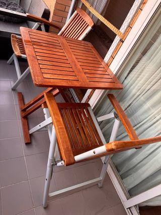 Mesa y Sillas Terraza Madera y Metal