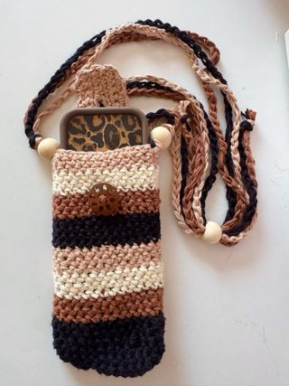 Bolso cartera bandolera de punto para móvil