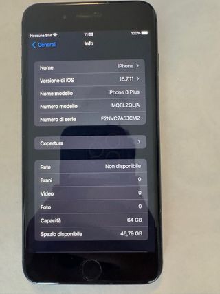 iPhone 8 Plus 64GB Nero - Batteria Nuova