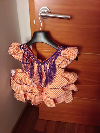 Vestido de flamenca niña lunares naranja