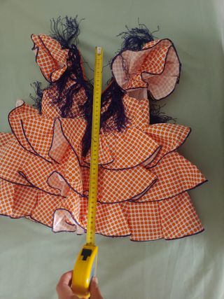 Vestido de flamenca niña lunares naranja