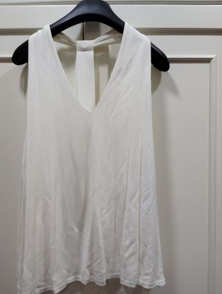 Top Massimo Dutti Blanco Doble Tela