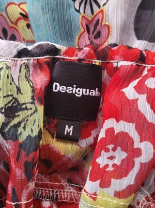 Blusa top halter azul rojo M Desigual 