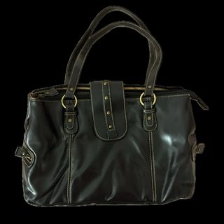 Bolso de mano vintage de cuero negro