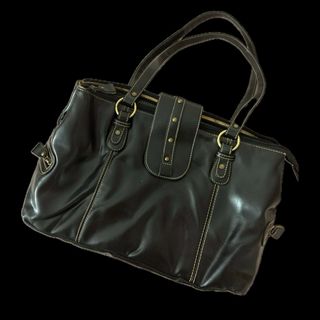 Bolso de mano vintage de cuero negro