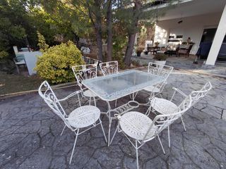 Mesa y 6 Sillas de Forja para Jardín
