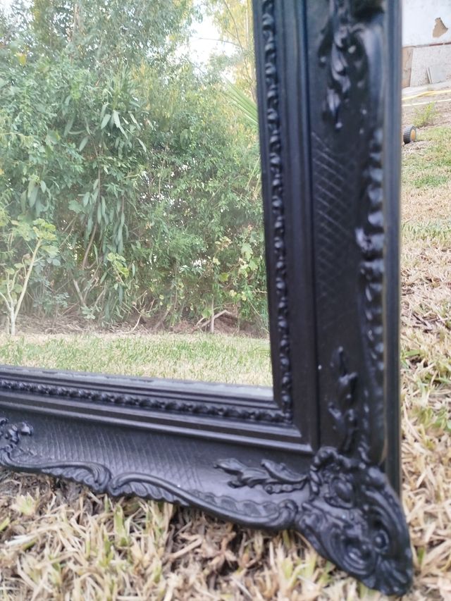 Espejo Barroco Negro Madera y Cristal