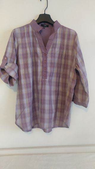 Blusa larga cuadros morados Talla XXL