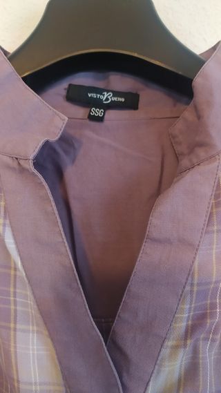 Blusa larga cuadros morados Talla XXL