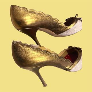 Zapatos Carolina Herrera Beige y Oro