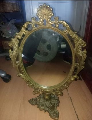 Espejo de Tocador Antiguo Bronce