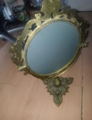 Espejo de Tocador Antiguo Bronce