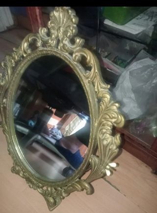 Espejo de Tocador Antiguo Bronce