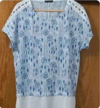 Jersey mujer celeste con estampado