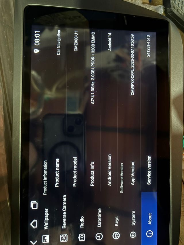 Pantalla Android Mekede CMZX80-U1